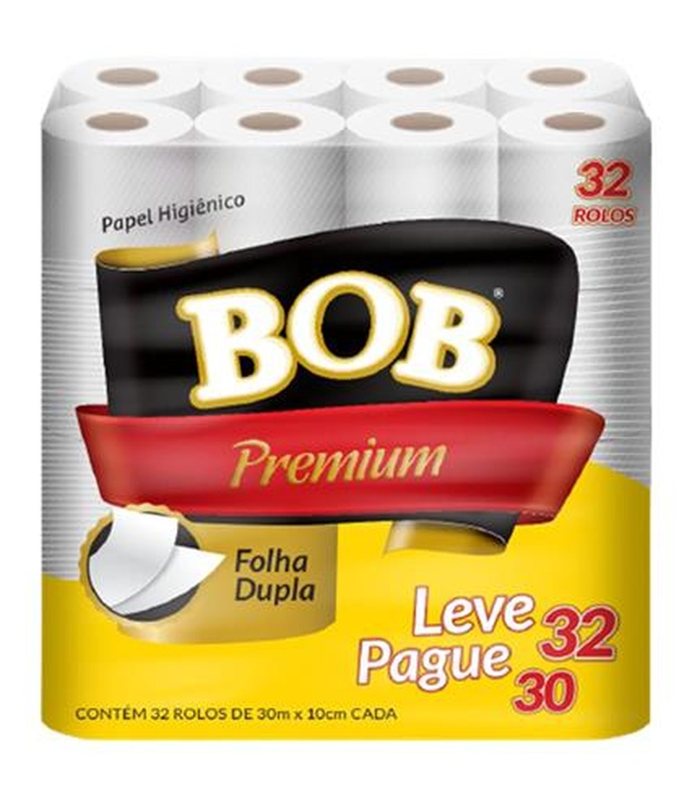 Papel Higiênico Bob Folha Dupla 30m Neutro 2x32 (Leve 32 pague 30) (64 rolos)