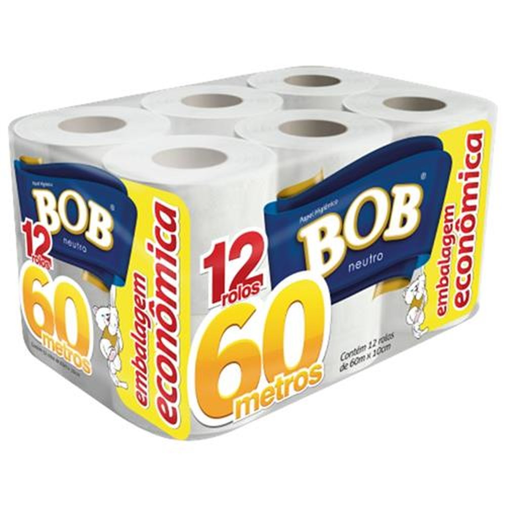 Papel Higiênico Bob Folha Simples Cubo 60m 6x12 Neutro -( 72 rolos)