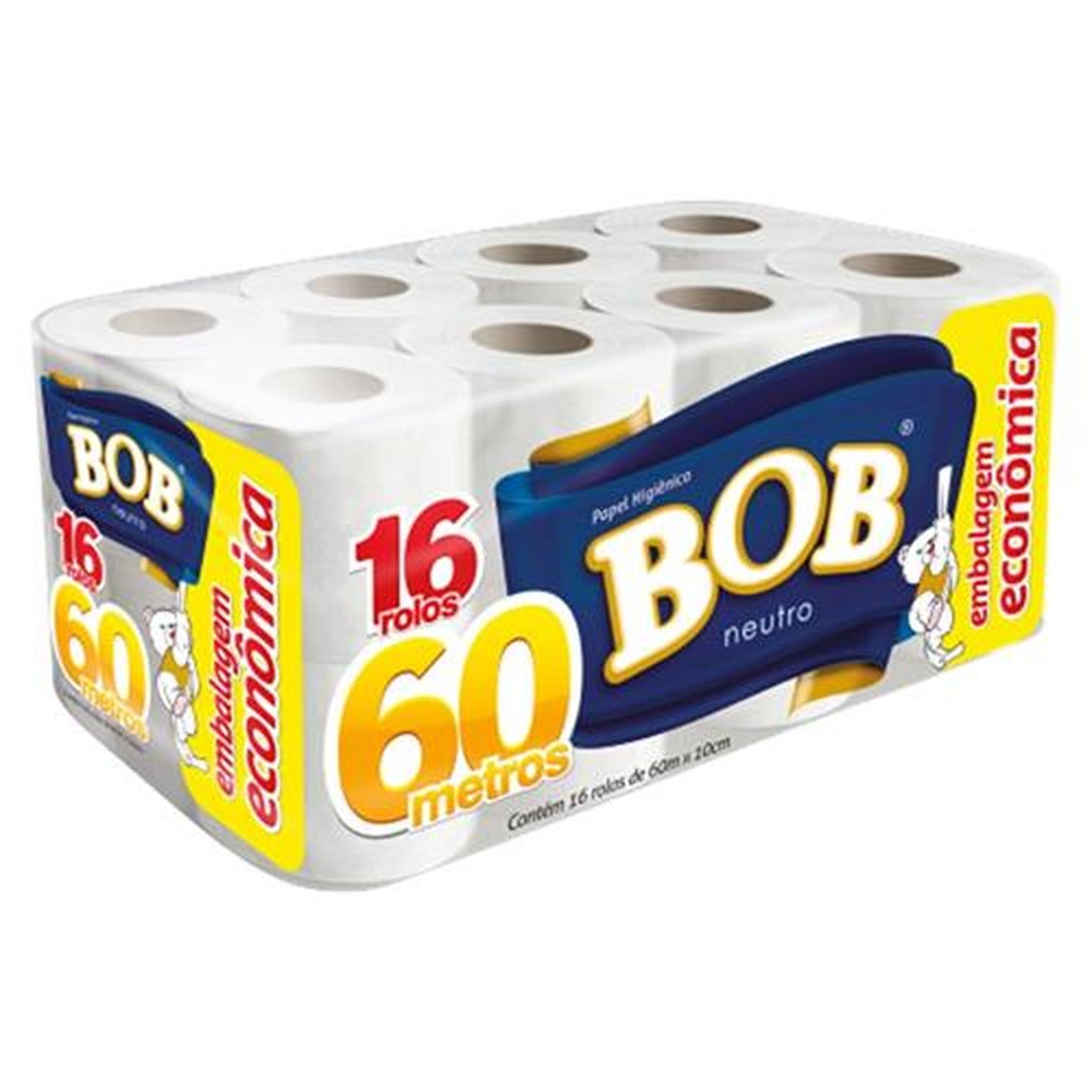 Papel Higiênico Bob Folha Simples 60m 4x16 Neutro - (64 rolos )