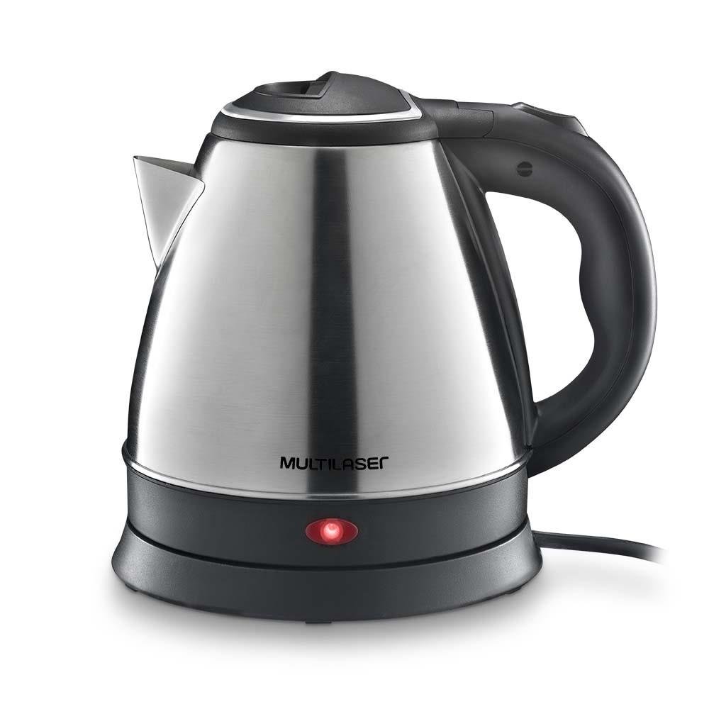Chaleira Multilaser Inox 1,8L 220V-1800W com base removível e bico peneira LED Preta - BE008
