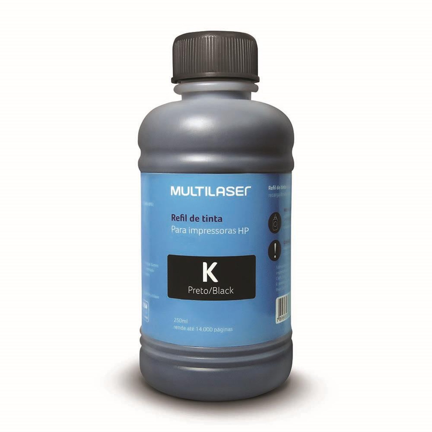 Refil De Tinta Para Cartucho Impressoras Hp 250Ml Preta Multilaser - Rf009