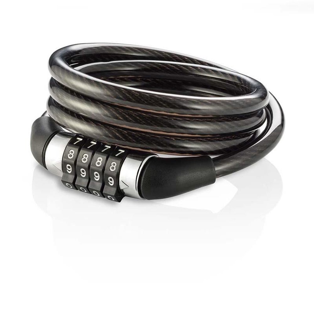 Cadeado com Senha para Bike 8mm de Diâmetro 100cm de Comprimento Aço/Silicone Preto Atrio - BI012