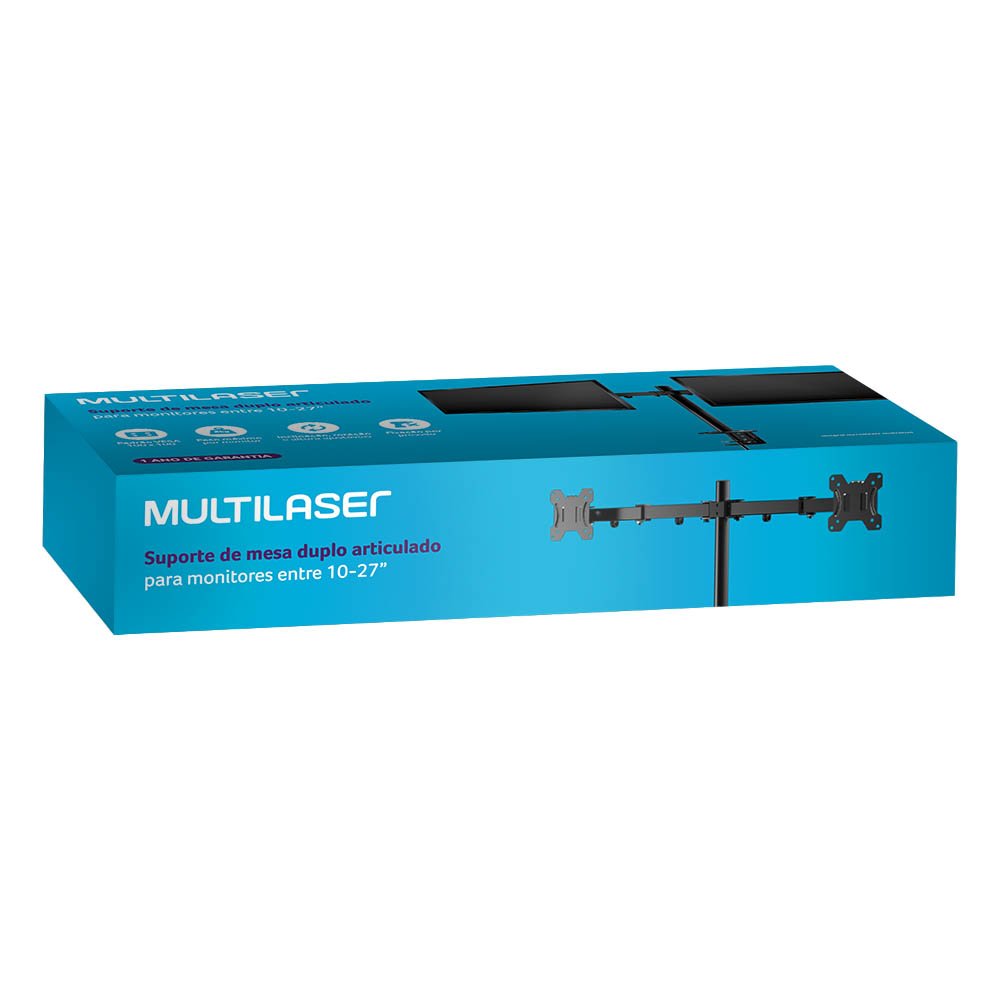 Suporte De Mesa Duplo Articulado Para Monitores De 10 A 27 Pol. Multilaser - AC367