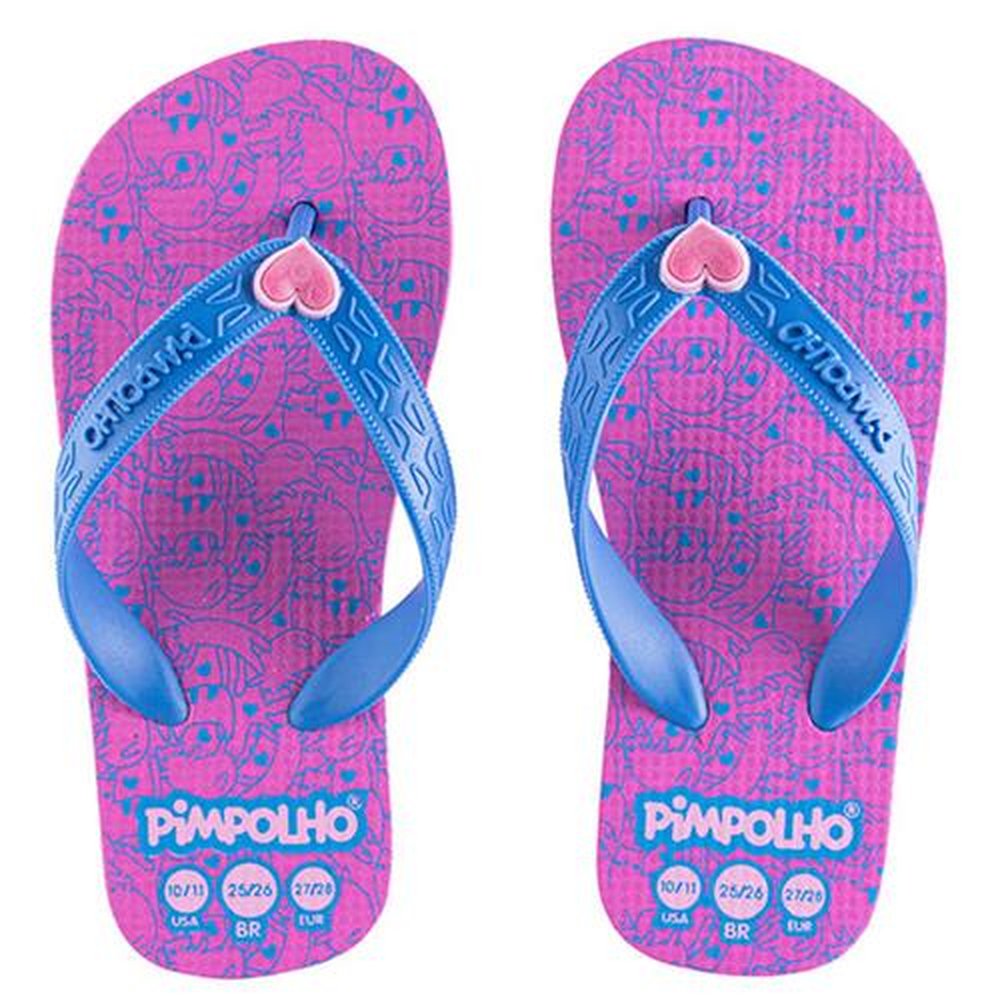 Kit Sandália Praiana Kids Pink Coracao Feminino Pimpolho 12 pares - Numeração 24 a 32