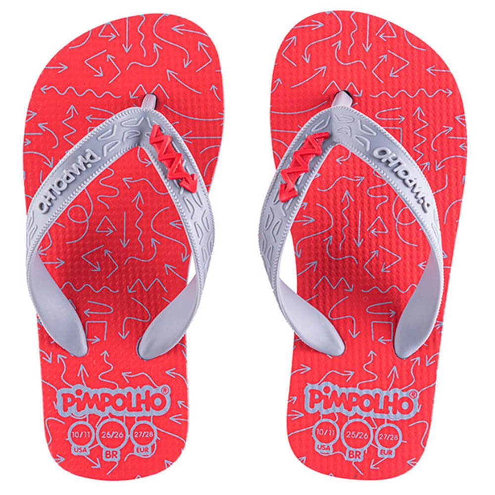 Kit Sandália Praiana Kids Vermelho Setas Masculino Pimpolho 12 pares - Numeração 24 a 32