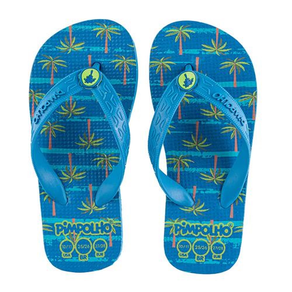 Kit Sandália Praiana Kids Azul Coqueiros Masculino Pimpolho 12 pares - Numeração 24 a 32