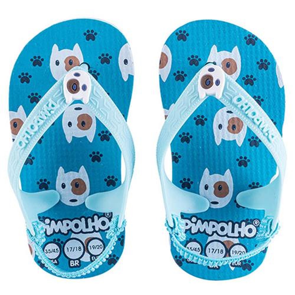 Kit Sandália Praiana Baby Azul Cachorro Masculino Pimpolho 12 pares - Numeração 17 a 23