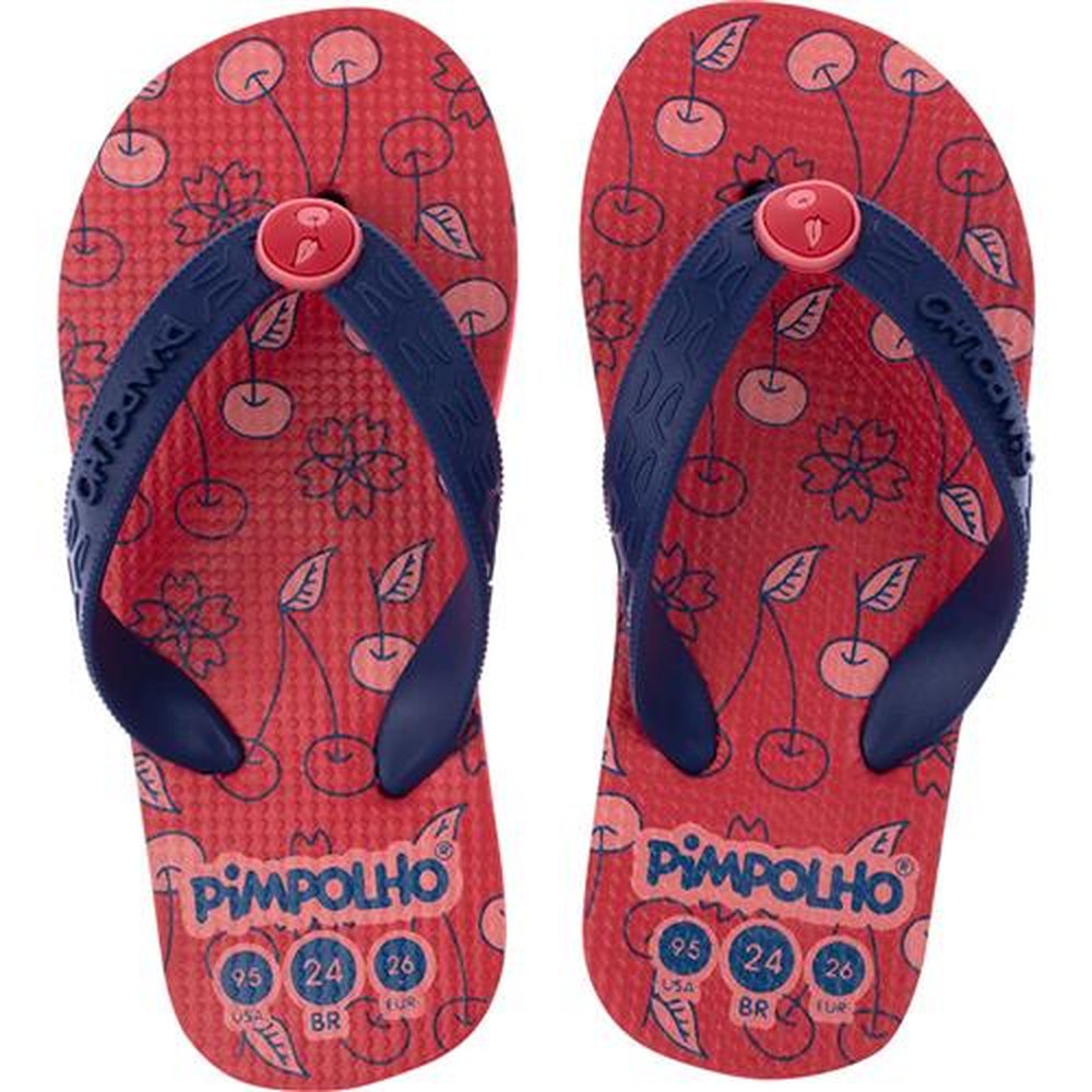 Kit Sandália Praiana Kids Cereja Vermelha Feminino Pimpolho 12 pares - Numeração 24 a 32