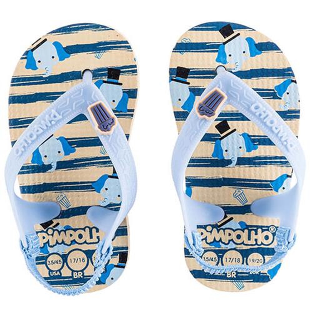 Kit Sandália Praiana Baby Azul Elefante Masculino Pimpolho 12 pares - Numeração 17 a 23