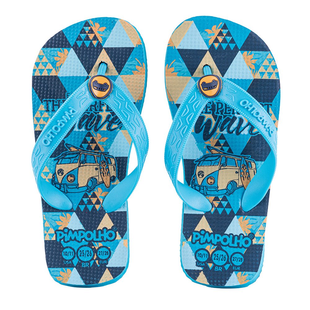 Kit Sandalia Praiana Kids Azul Triangulos Masculino Pimpolho 12 pares - Numeração 24 a 32