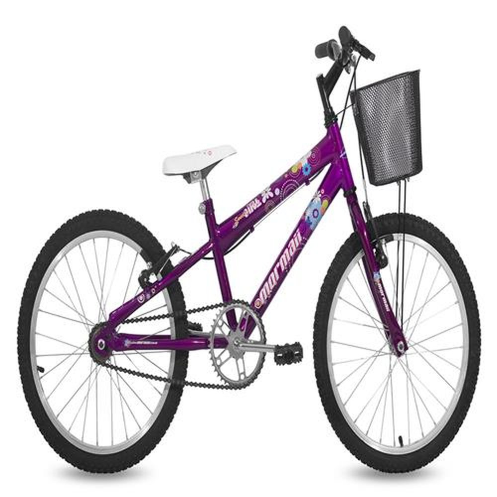 Bicicleta Mormaii Aro 20 MTB 45,0 1V Fem Sweet Girl c/ Cesta V-Brake Violeta