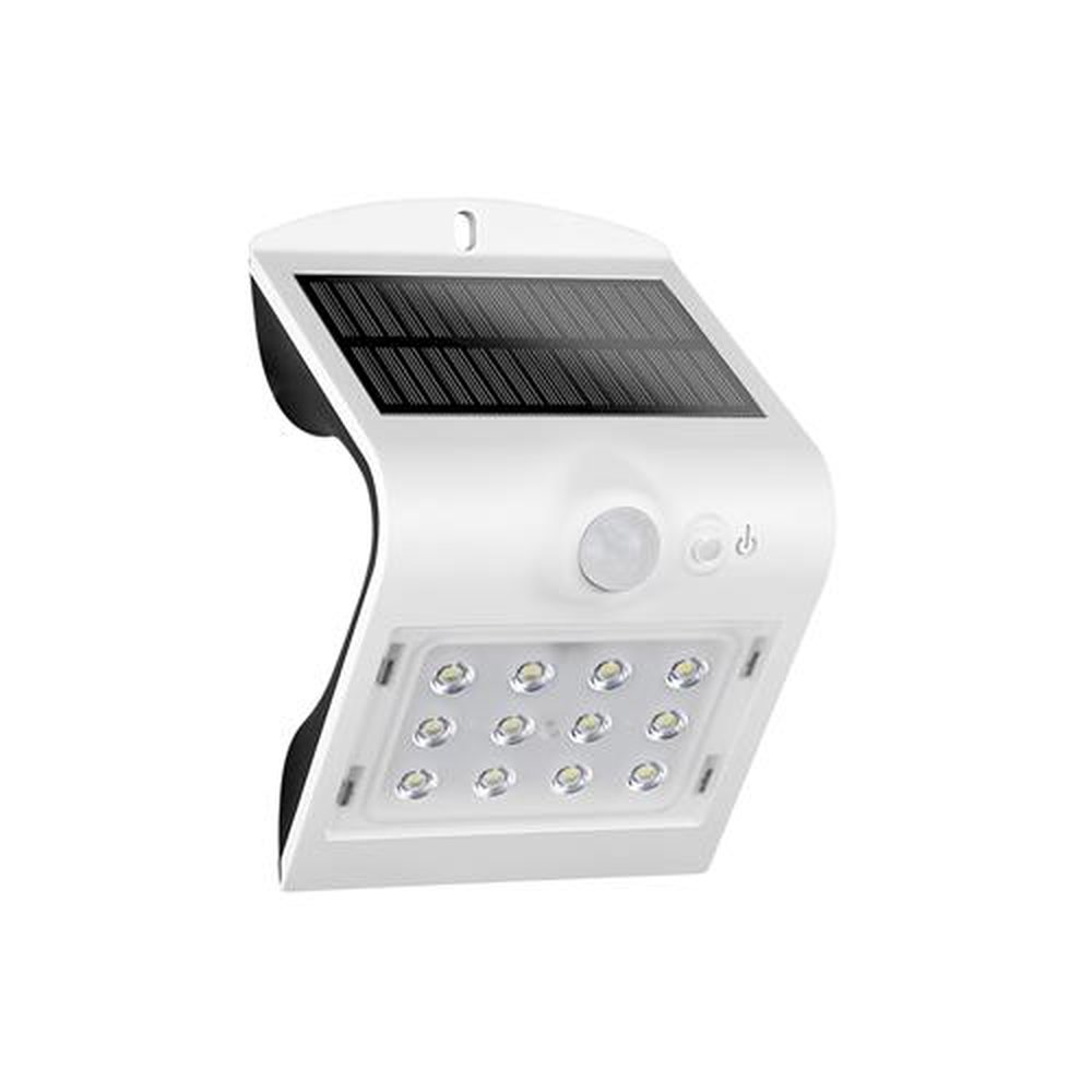 Arandela Solar V Led 1,5W 6500K Ip65 Com Sensor De Movimento Branca