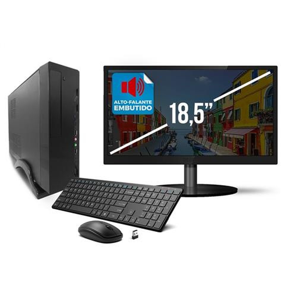 Computador Megaview Intel i5 8GB Pro SSD 256 teclado e Mouse sem fio Windows e Monitor