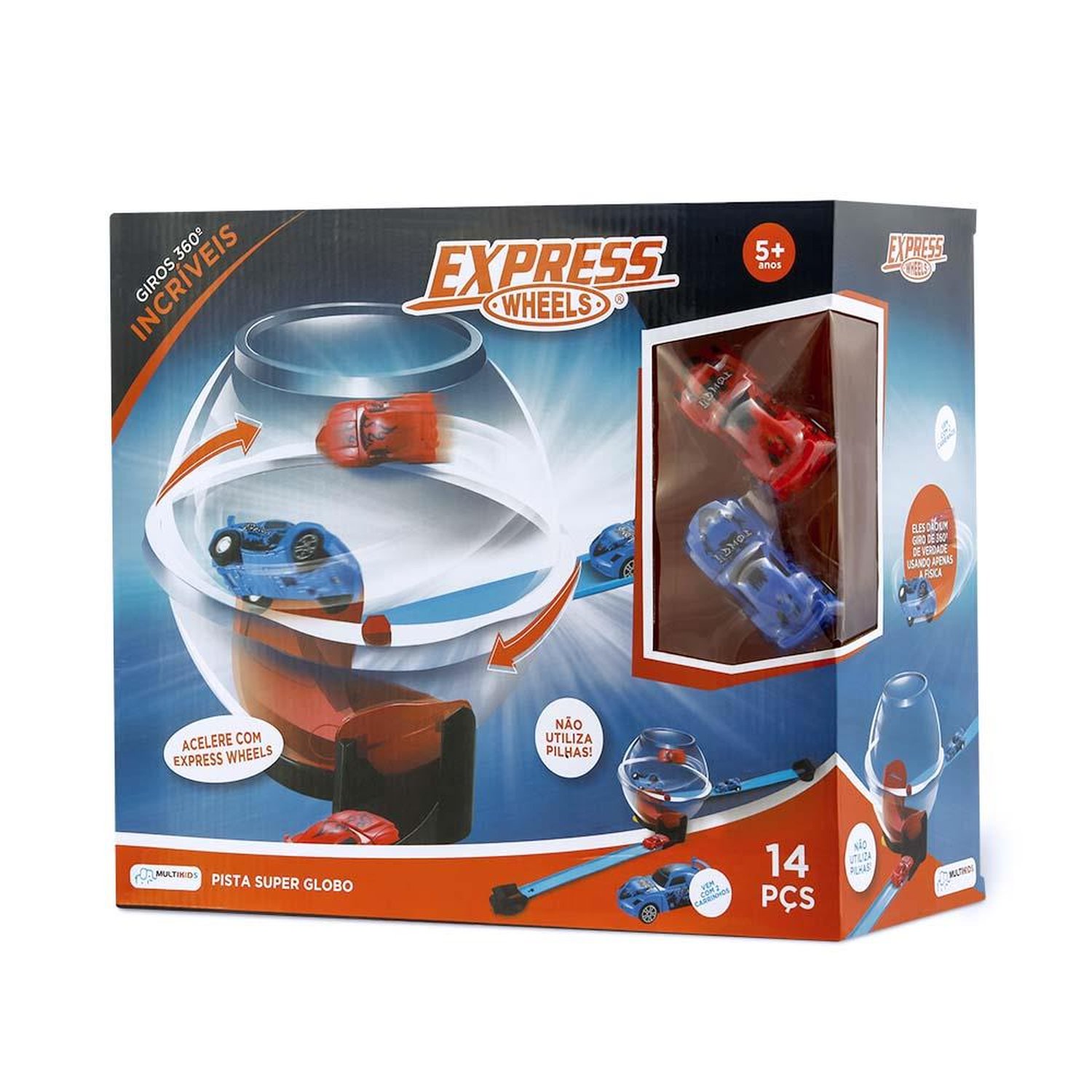 Pista Super Globo Express Wheels com 2 Carrinhos e 14 Peças Indicado para +5 Anos Multikids - BR1022