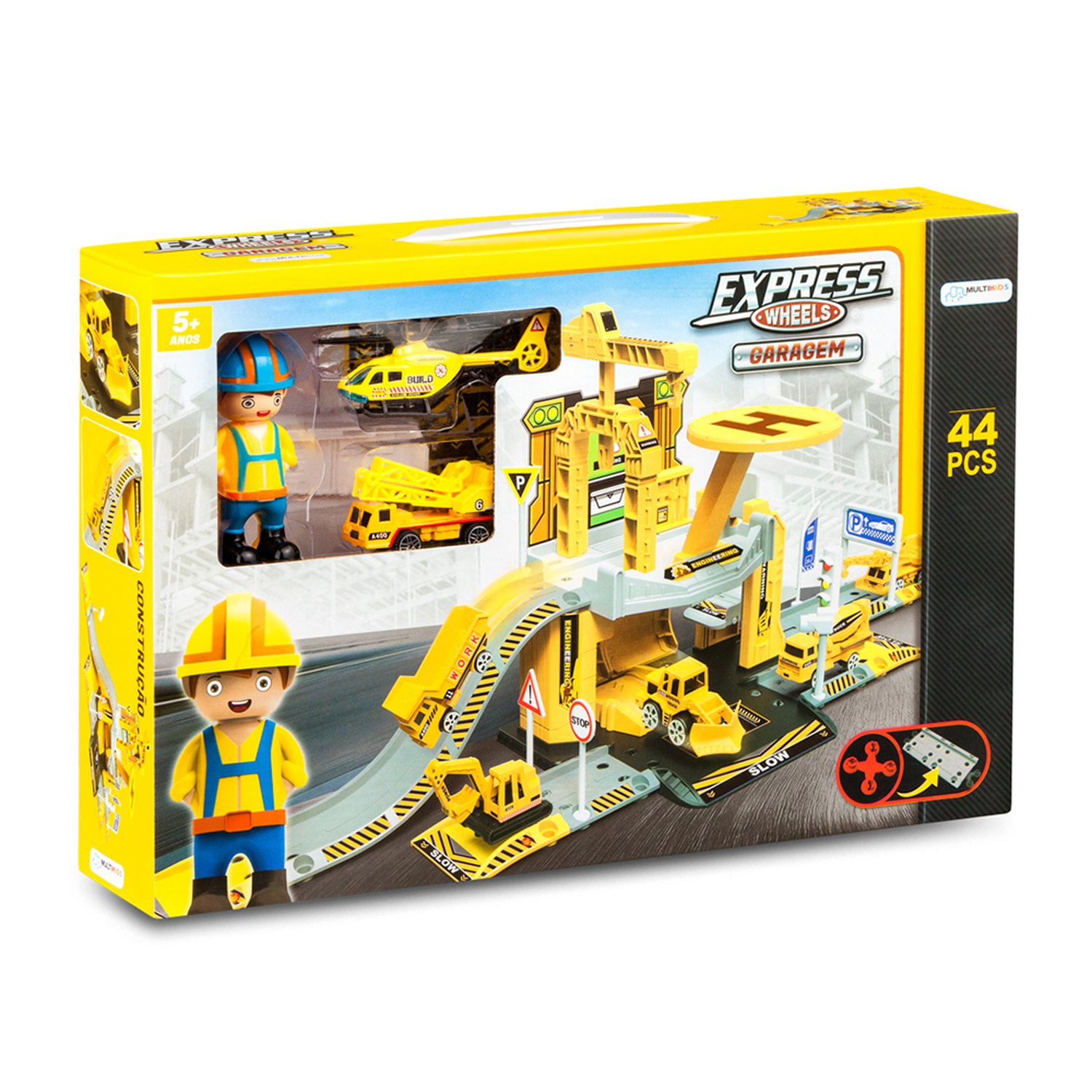 Express Wheels Garagem Construção 42 Peças Amarela Multikids - BR1239