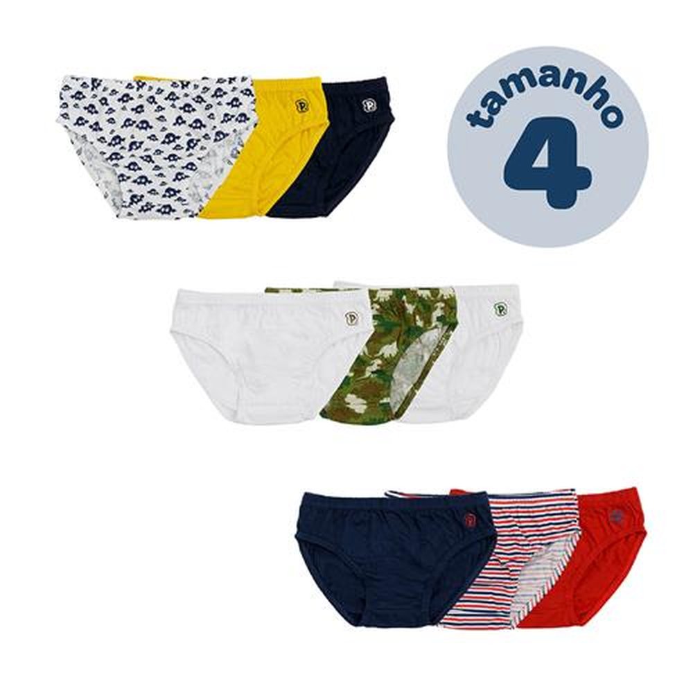 Pack Com 6 Kits Cueca Infantil Cada kit Com 3 Peças Tamanho 04 Anos Masculino Pimpolho.
