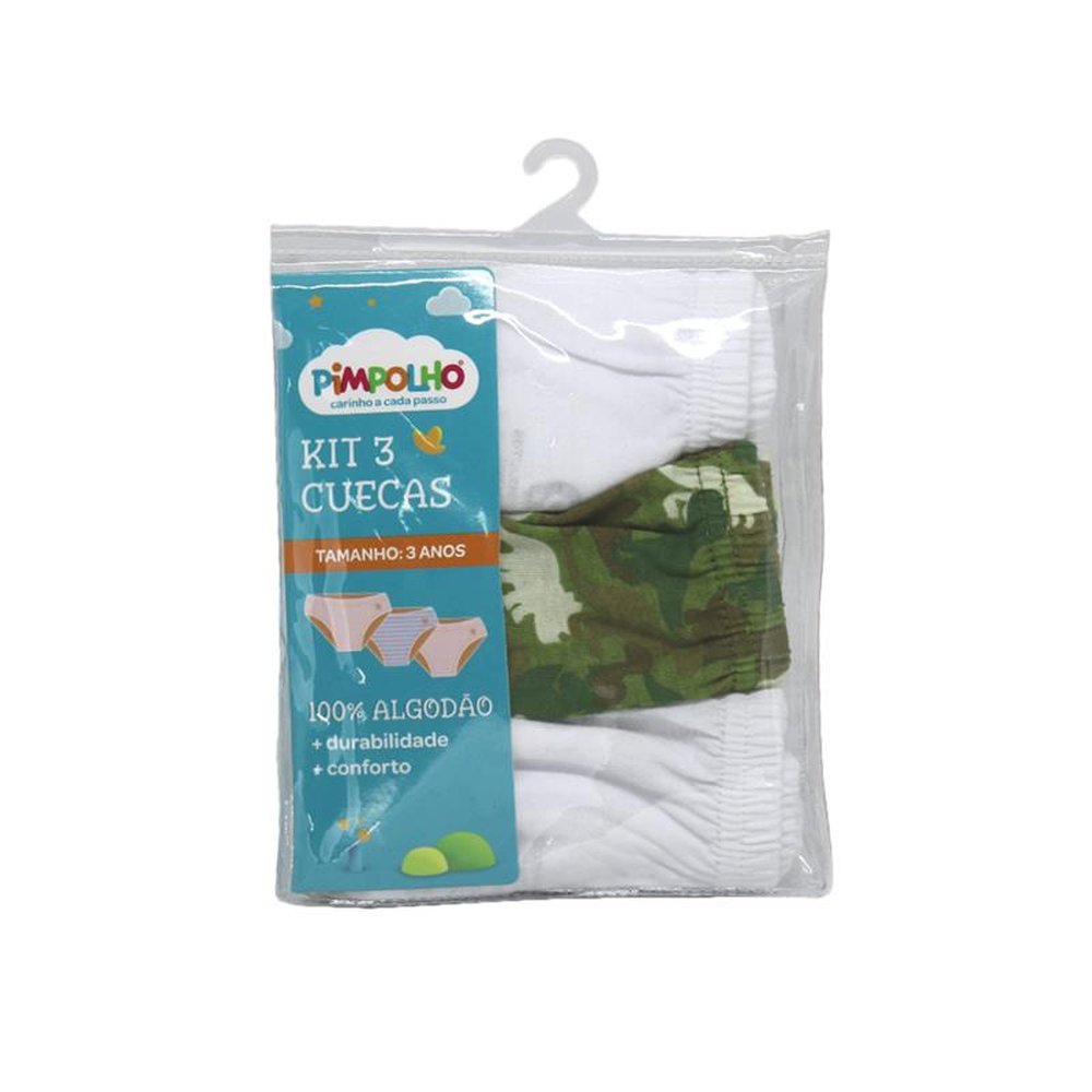 Pack Com 6 Kits Cueca Infantil Cada kit Com 3 Peças Tamanho 04 Anos Masculino Pimpolho.