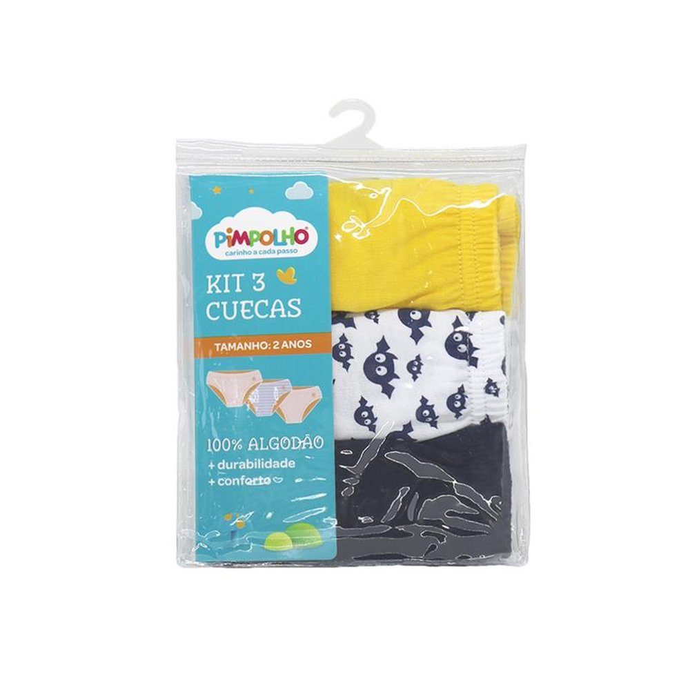 Pack Com 6 Kits Cueca Infantil Cada kit Com 3 Peças Tamanho 04 Anos Masculino Pimpolho.