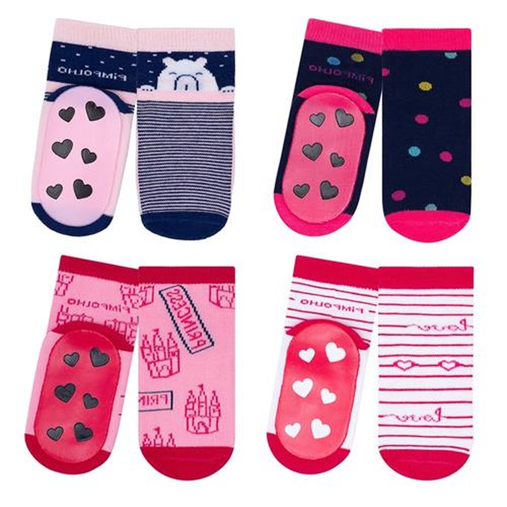 Kit Meia Infantil Antiderrapante 21-25 Feminino Pimpolho Com 16 Pares.