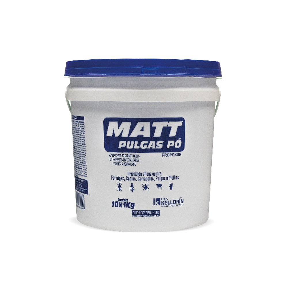 Kelldrin Matt Pulgas Balde ¿ Inseticida Antipulgas Em Pó 1Kg | Balde C/ 10 Unidades De 1Kg