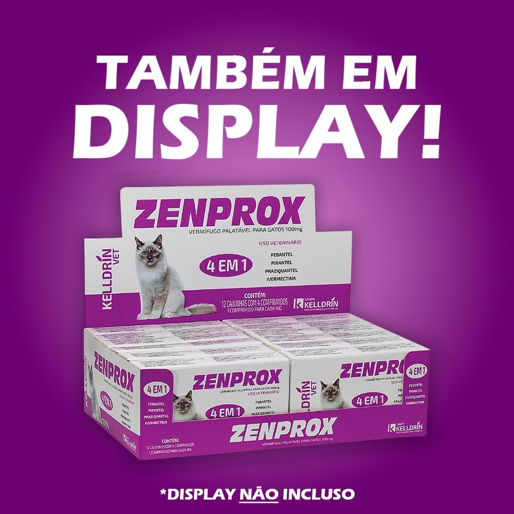 Vermífugo Zenprox Kelldrin 4 em 1 Comprimidos Para Gatos 100mg