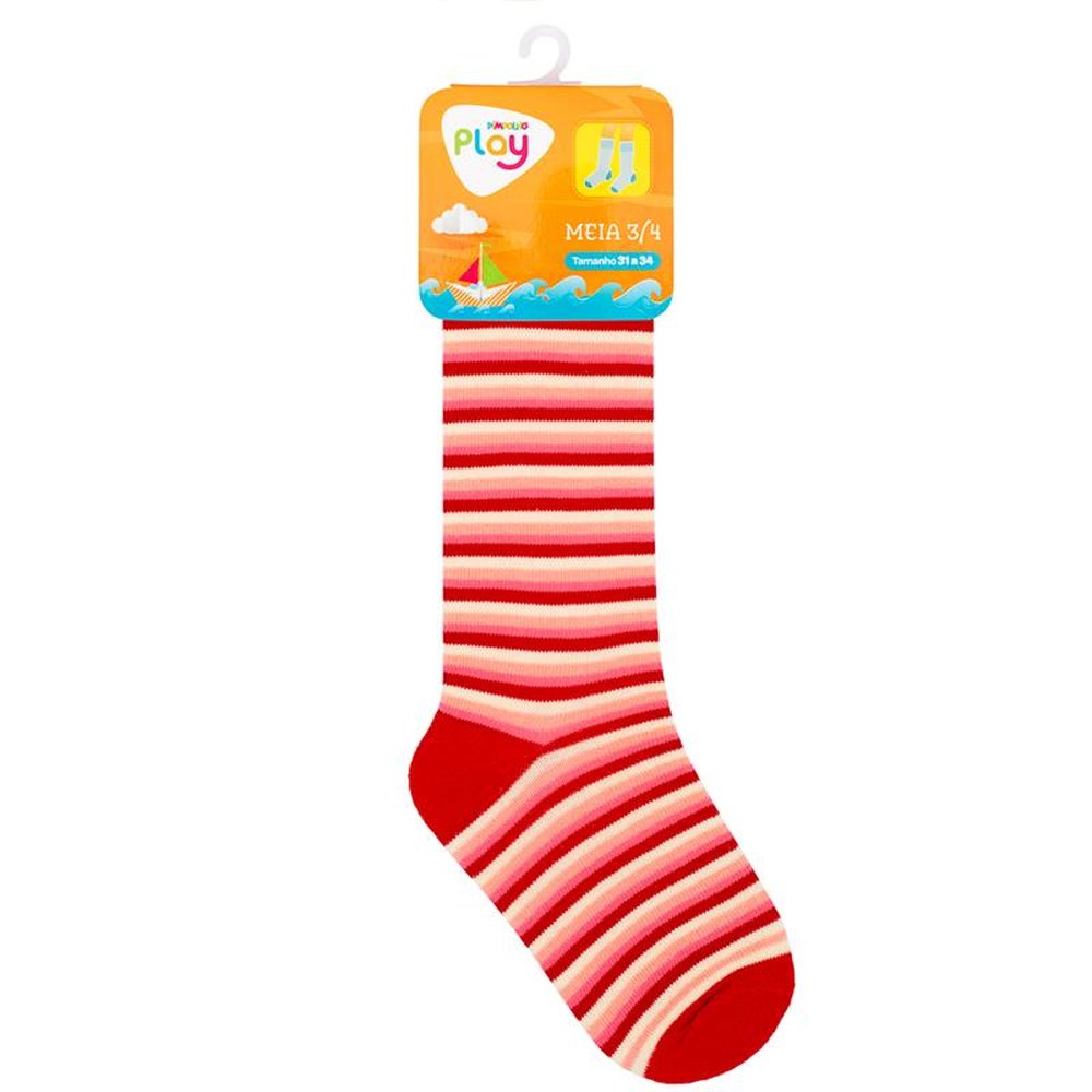 Kit Meia 3/4 Infantil Divertida 31-34 Feminino Pimpolho Com 6 Pares.
