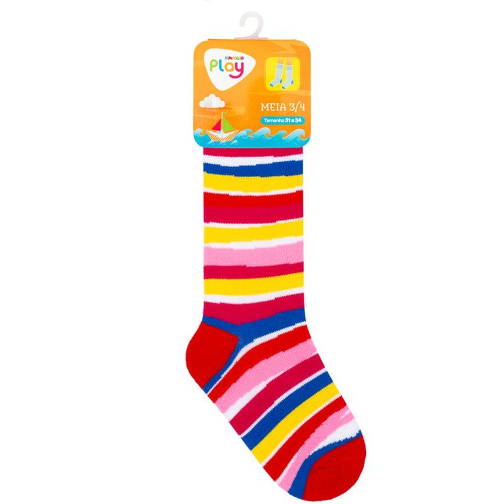 Kit Meia 3/4 Infantil Divertida 31-34 Feminino Pimpolho Com 6 Pares.