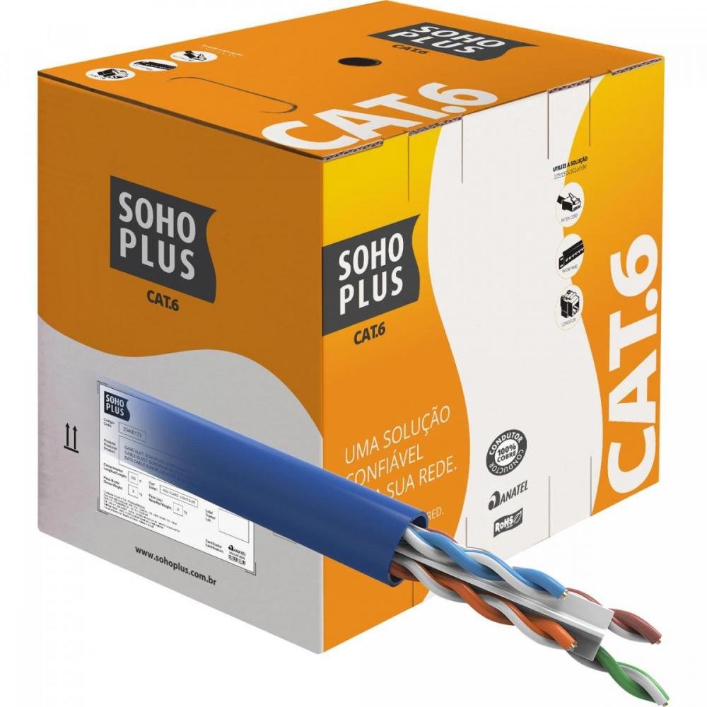 Cabo Lan Cat6 4P Sohoplus 305 Metros Cmx Azul
