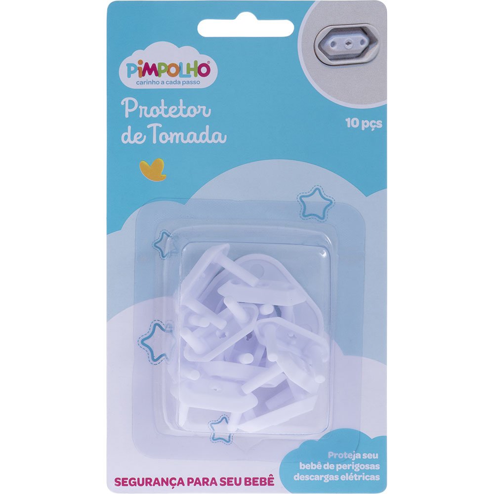 Kit Protetor De Tomada Com 10 Peças Pimpolho Estojo Com 8 Unidades.
