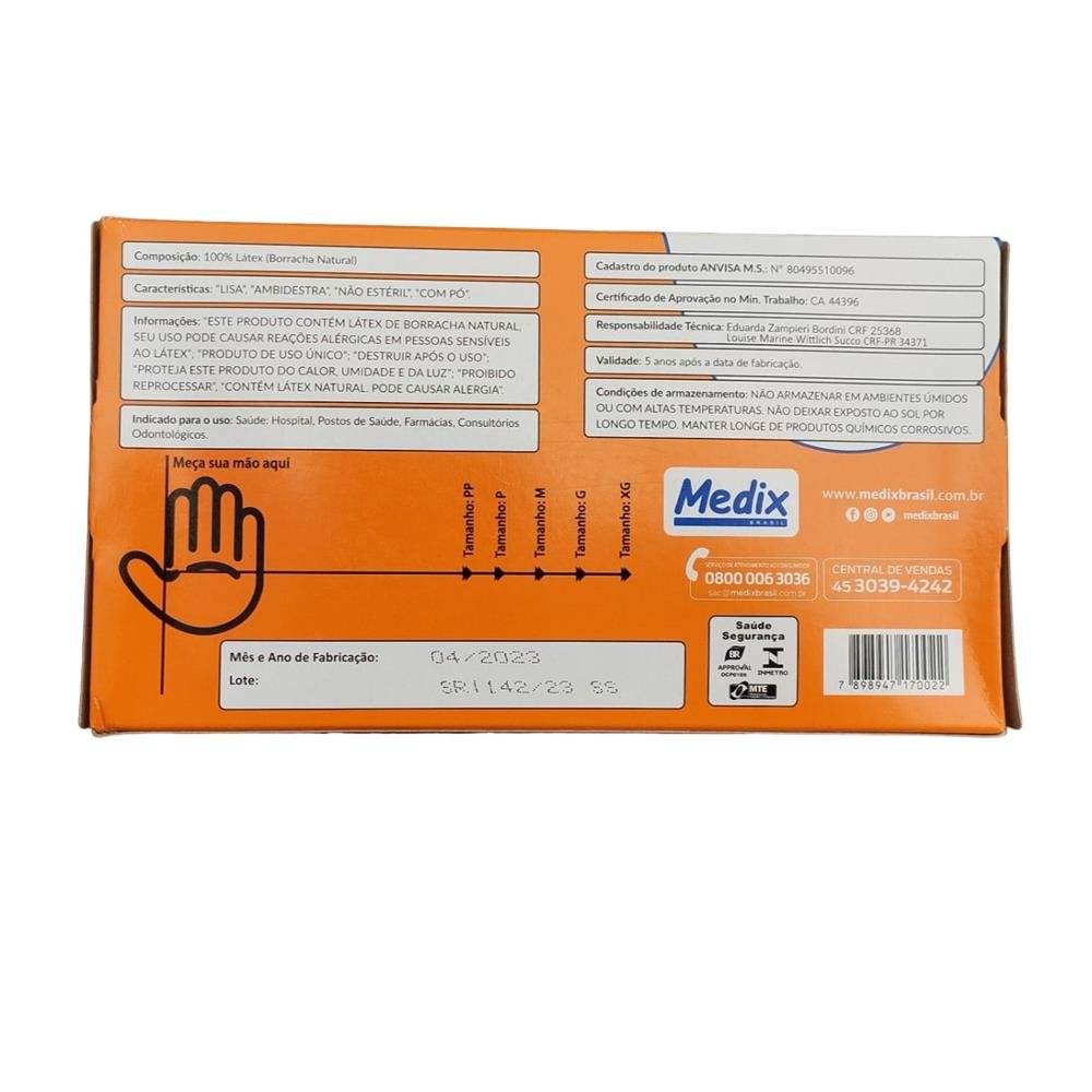 Luva Latex Medix Procedimento Com Po P 100 Unidades