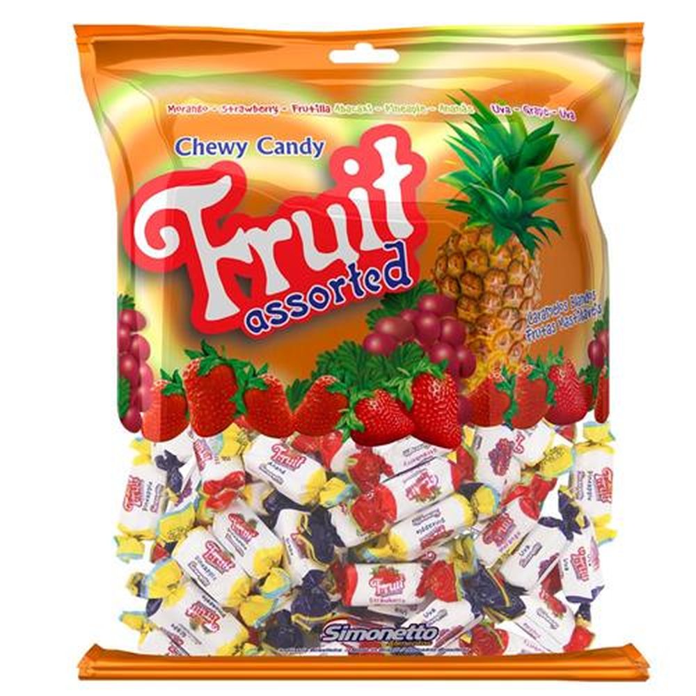 Bala Frutas Mastigáveis 500g (caixa com 25 pacotes)