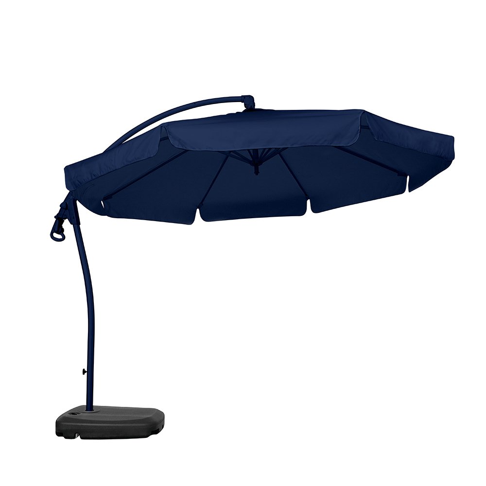 Ombrellone Suspenso Búzios Giratório 360° 3,00M Azul + Base Em Abs 50 Litros Preta Bel