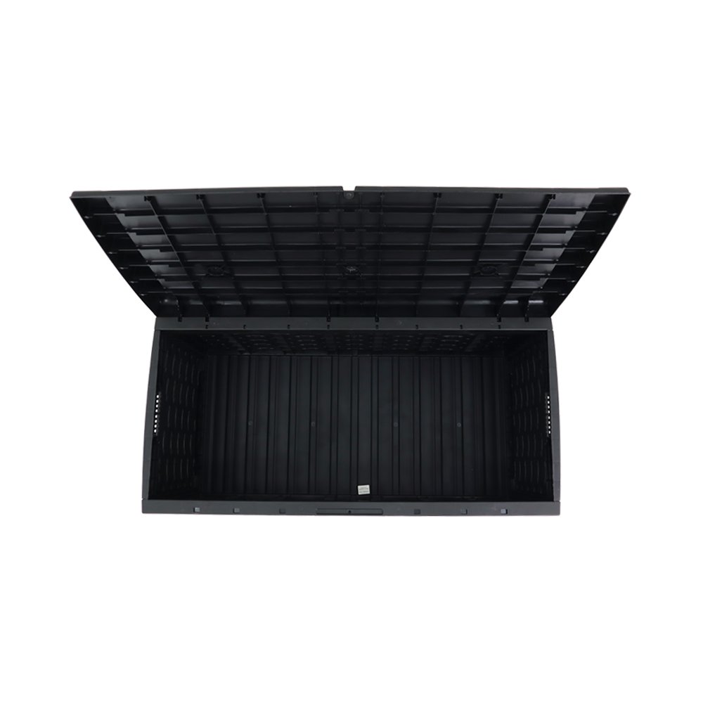 Baú Multiuso de Plástico Rattan 335 Litros com Assento para 2 Pessoas Preto Bel