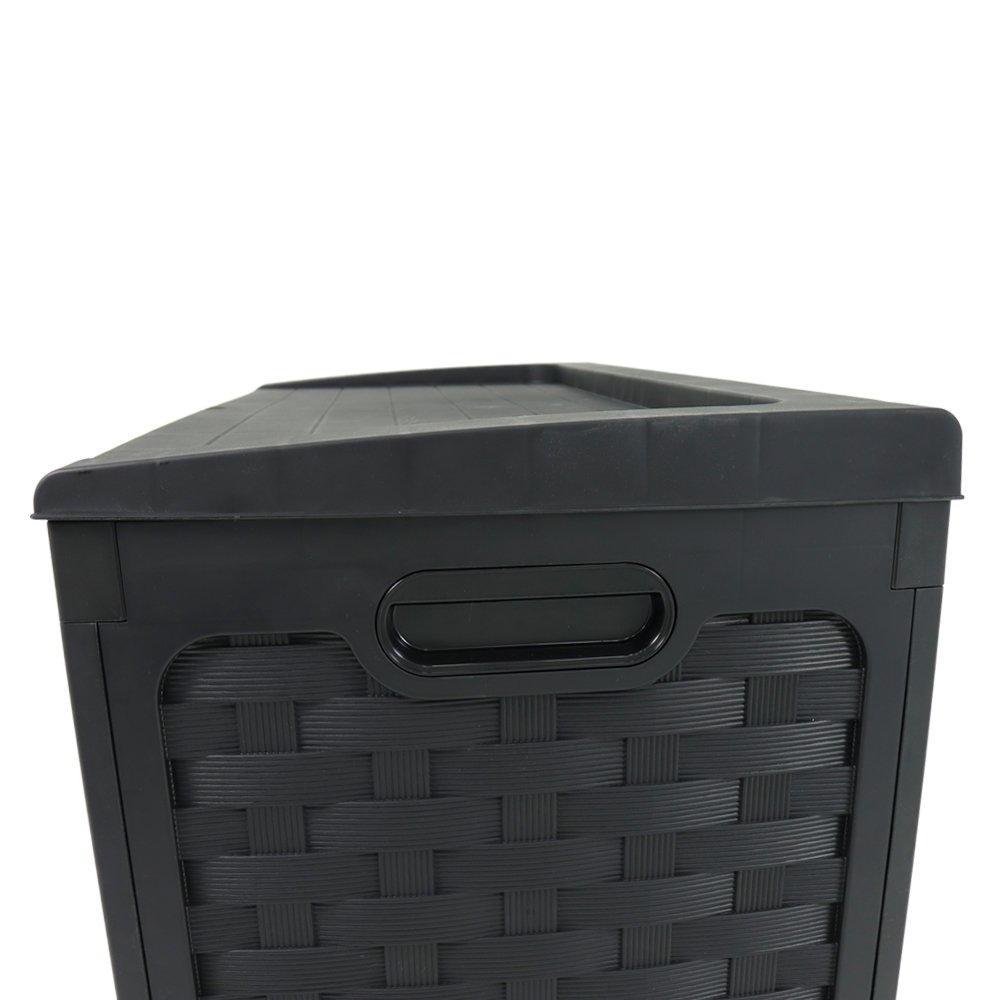 Baú Multiuso de Plástico Rattan 335 Litros com Assento para 2 Pessoas Preto Bel