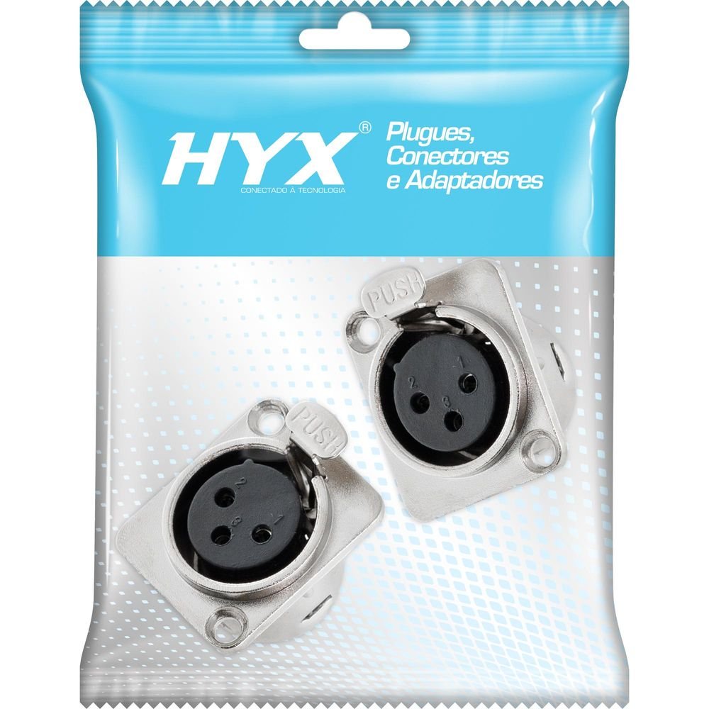 Conector XLR Fêmea Painel 3 Pólos Niquelado HX048F HYX Un.Venda: MVA/2