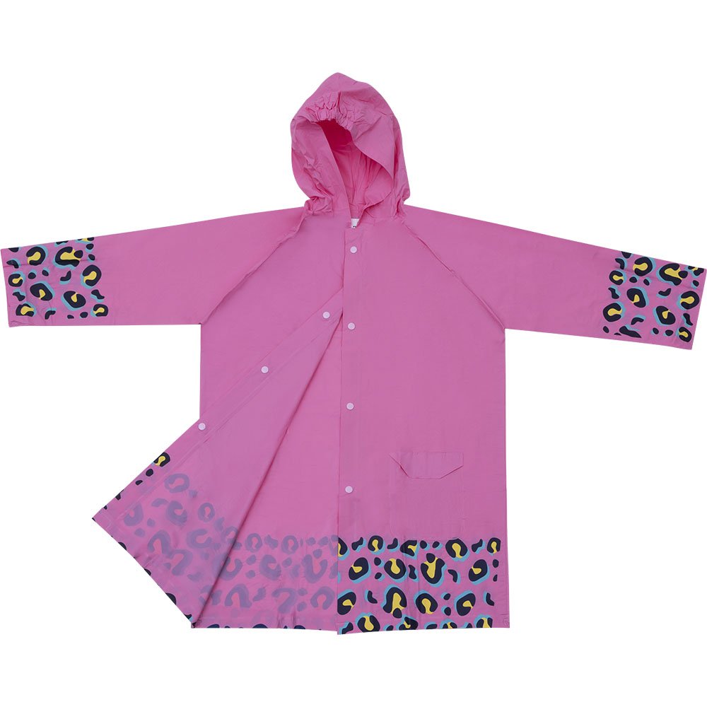 Kit Capa De Chuva Infantil Onça Rosa Feminino Pimpolho Com 6 Unidades - Tamanhos P/M/G
