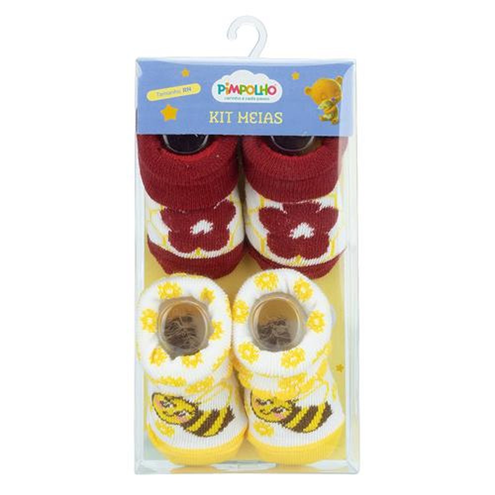 Pack Com 12 Kit Meia Infantil Com 2 Pares RN Feminino Pimpolho
