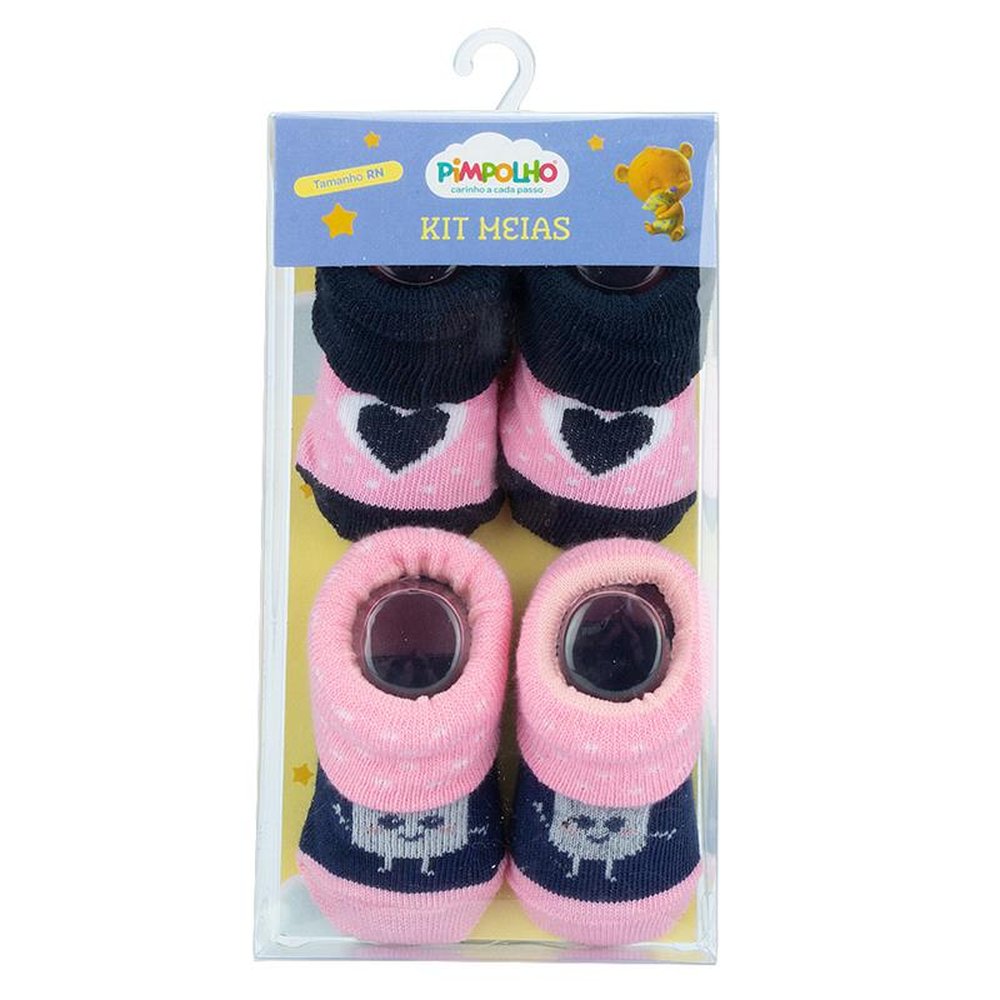 Pack Com 12 Kit Meia Infantil Com 2 Pares RN Feminino Pimpolho