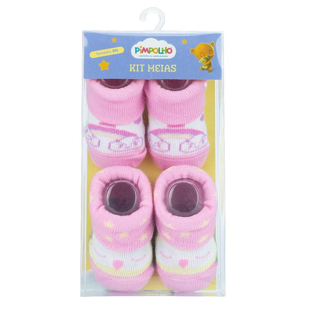 Pack Com 12 Kit Meia Infantil Com 2 Pares RN Feminino Pimpolho