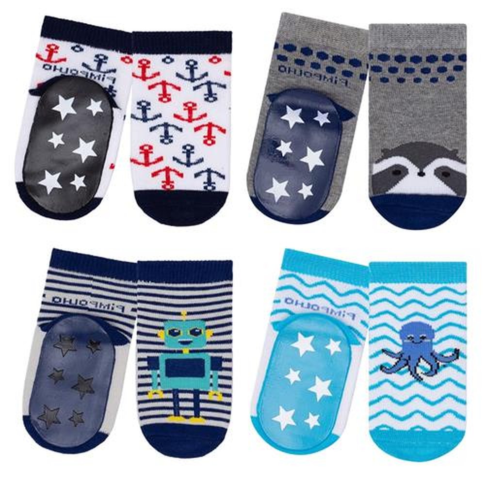 Kit Meia Infantil Antiderrapante 16-20 Masculina Pimpolho Com 16 Pares.