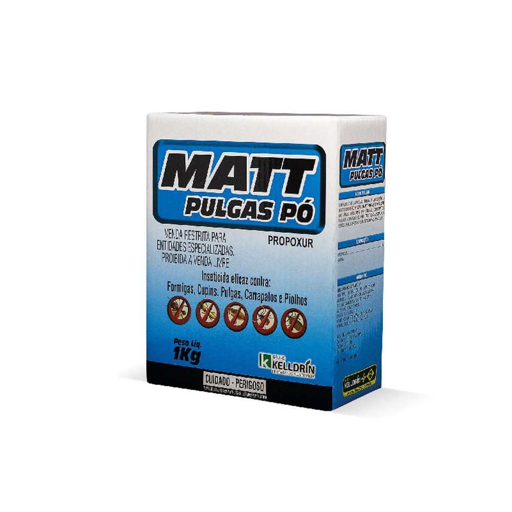 Kelldrin Matt Pulgas ¿ Inseticida Antipulgas Em Pó 1Kg | Caixa C/ 24 Unidades De 1Kg