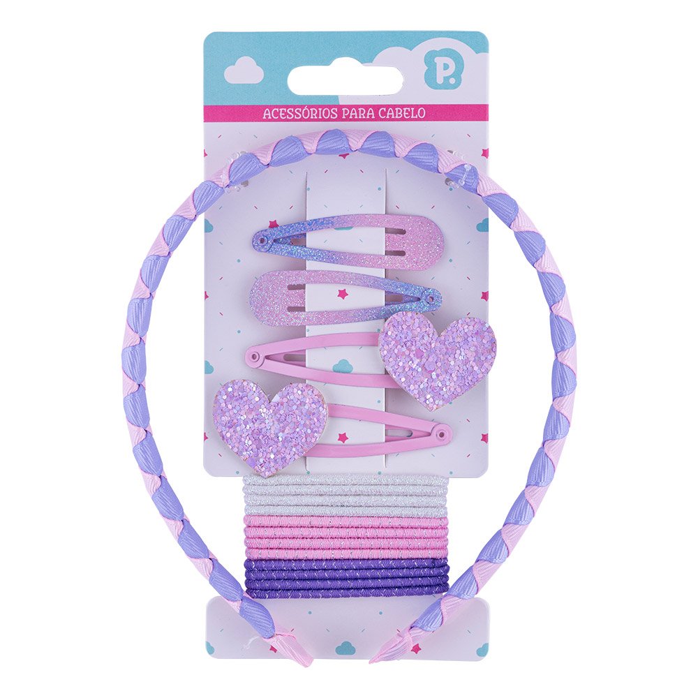 Kit De Acessórios Arco, Tic Tac E Borrachinha Para Cabelo Com 8 Unidades