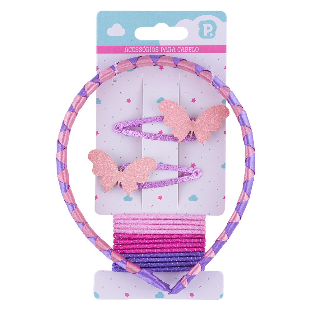 Kit De Acessórios Arco, Tic Tac E Borrachinha Para Cabelo Com 8 Unidades