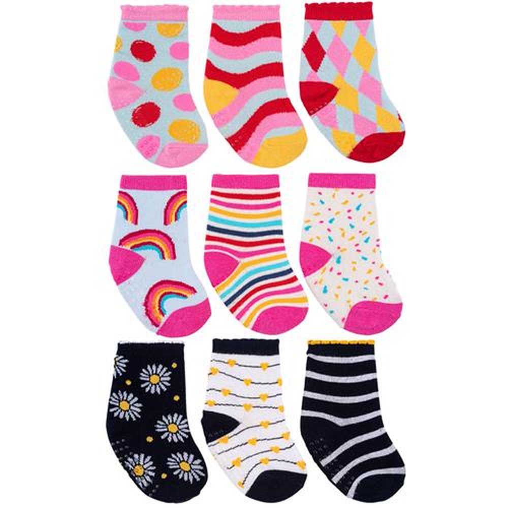 Pack Com 06 Kits Kit Meia Colorida Infantil C/3 Pares Tag 21-25 Feminino Pimpolho