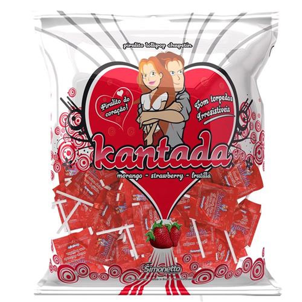 Pirulito Coracao Simonetto Kantada Morango C/50Un