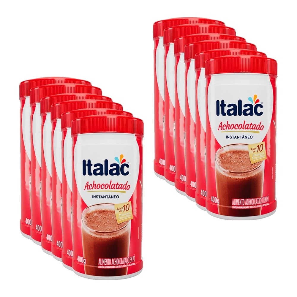 Achocolatado Italac Pote 400g - Embalagem com 12 Unidades
