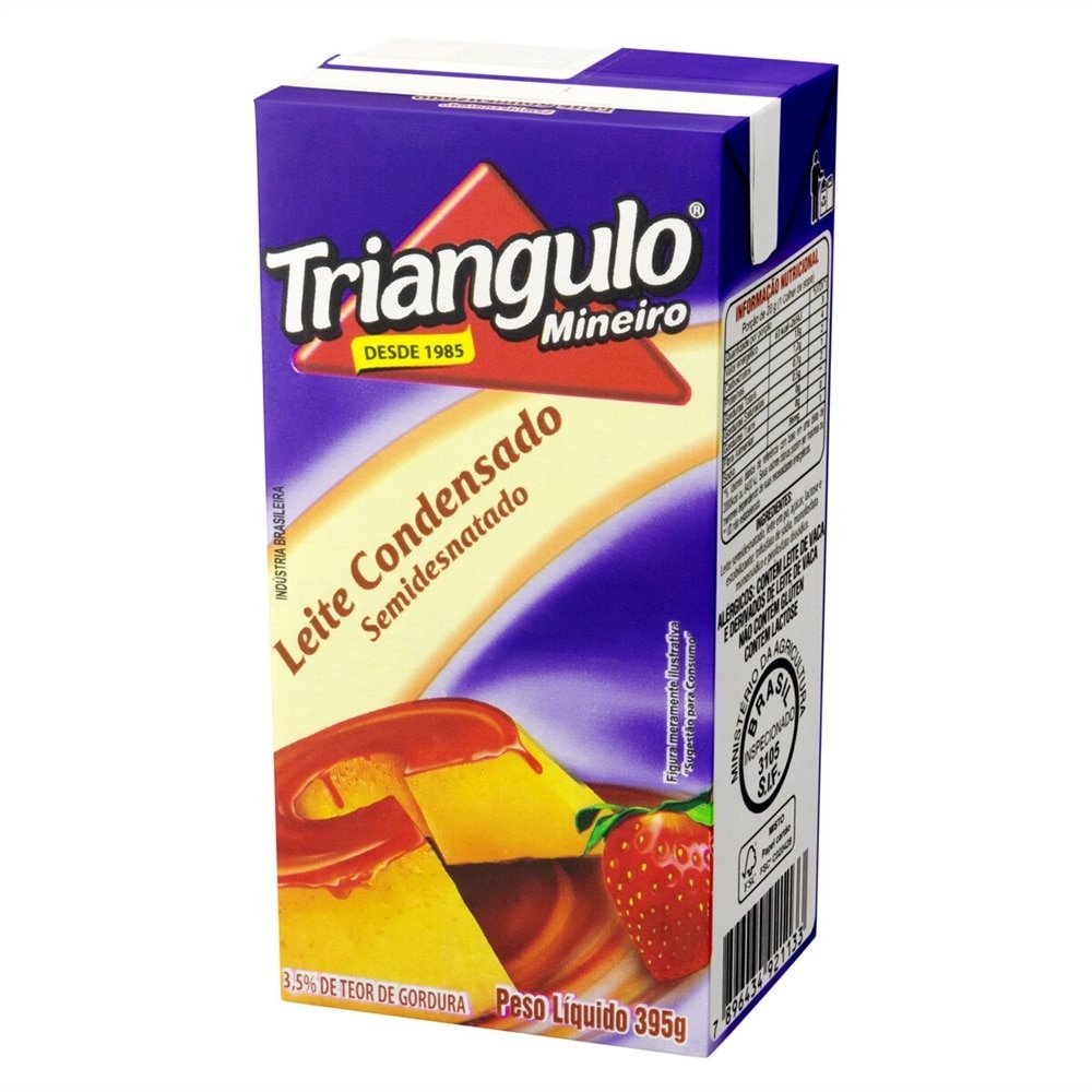 Leite Condensado Triângulo Semidesnatado UHT 395g - Embalagem com 27 Unidades