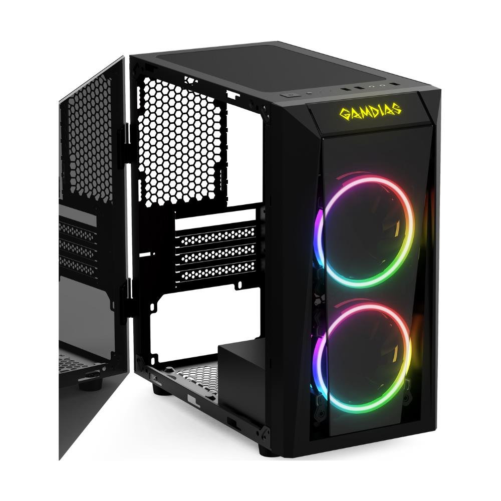 Gabinete Gamer Gamdias Talos E1, Mid , RGB, com FAN, Lateral em Vidro