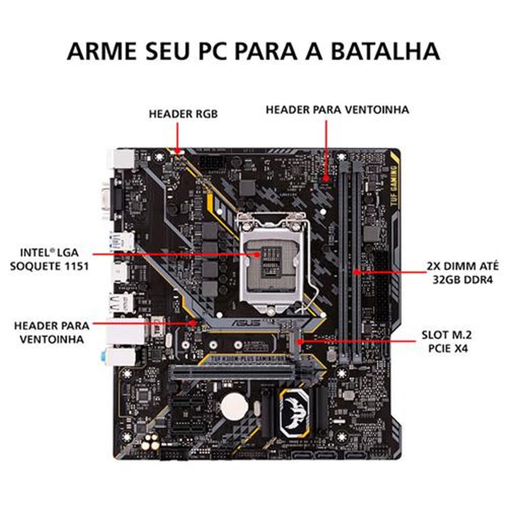 Placa Mãe Intel Asus Prime H310m-Plus Gaming Tuf Ddr4 1151 8º Geração
