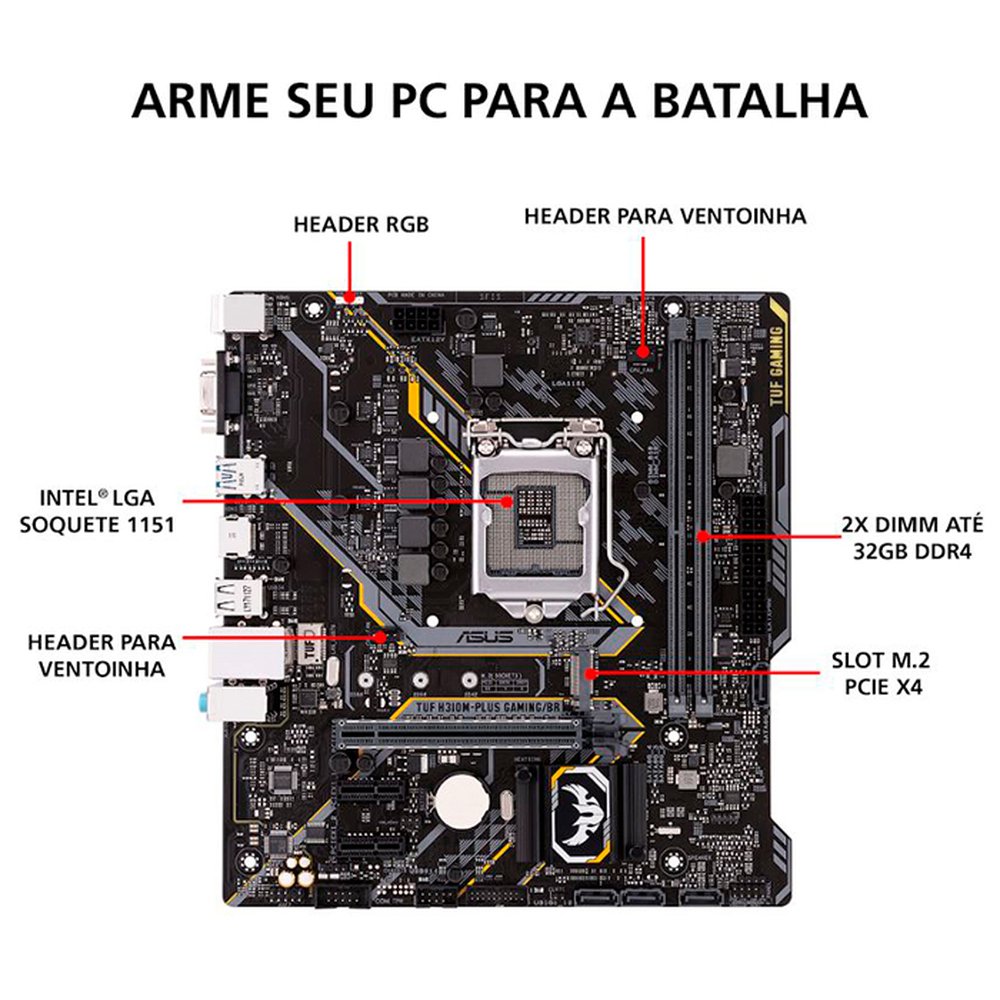 Placa Mãe Asus TUF Gaming H310M-Plus/BR, Intel LGA 1151, mATX, DDR4